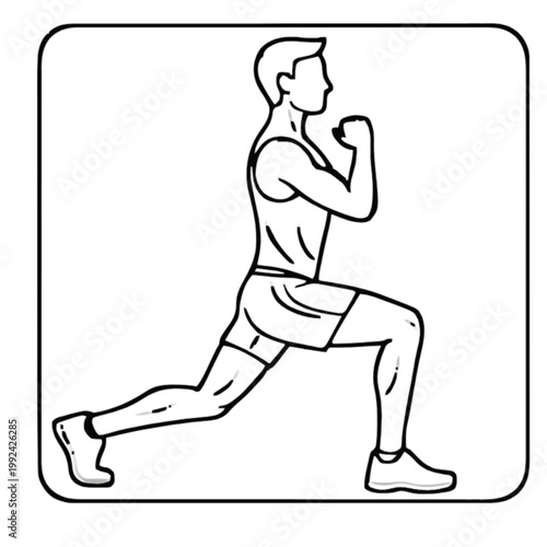 A man performing a lunge exercise on transparent background