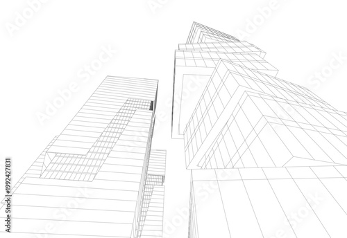 Building 3d structure. Architectural background. 