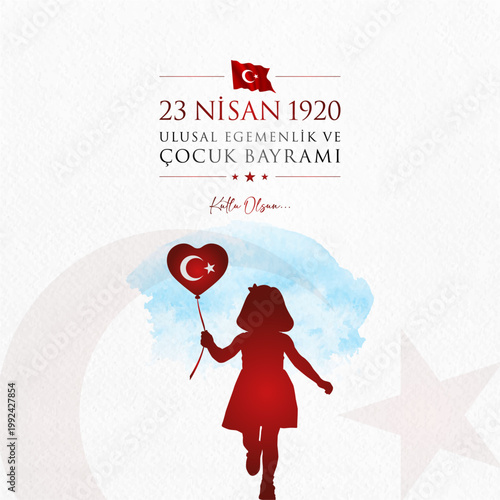 23 nisan cocuk bayrami vector illustration. (23 April, National Sovereignty and Children’s Day Turkey celebration card.)