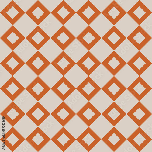 Seamless pattern created from orange; pale; grey; diamonds