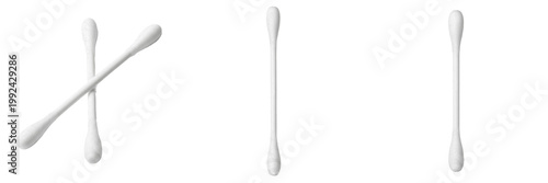 Foto White cotton swabs for ear cleaning and personal hygiene isolated on white backg
