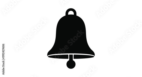 Simple black silhouette of a traditional bell with a clapper
