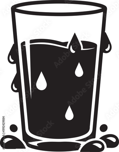 Black and white glass of water.