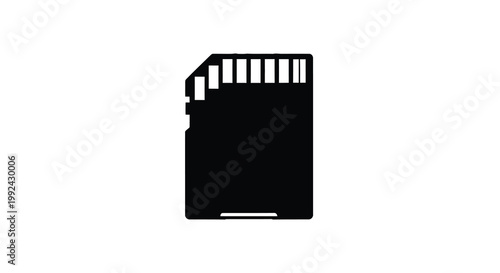 Simple black silhouette of an sd card on a white background