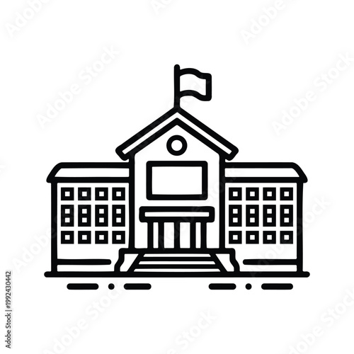 School building outline icon building education architecture learning university institute