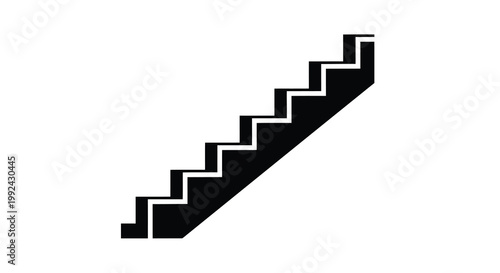 A simple black staircase illustration on a white background