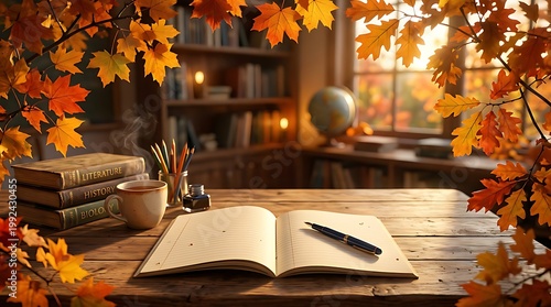 Creative Back to School Classroom Scene with Modern Learning Environment Illustration