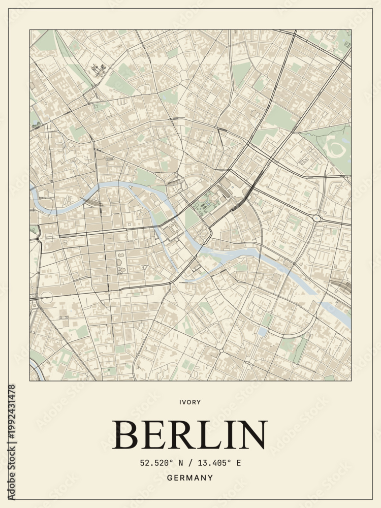 Obraz premium Minimalist map poster of berlin germany