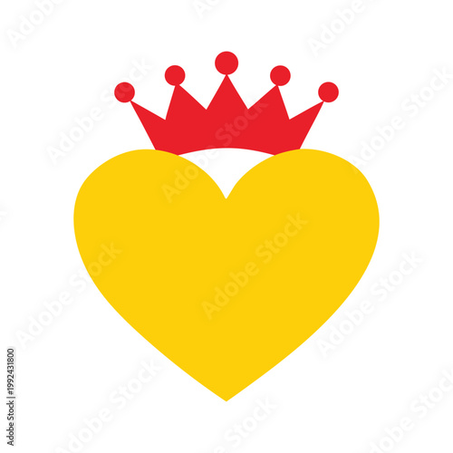Heart shape vector illustrations with crown and decorative elements for mother’s day, t-shirts and logos concept
