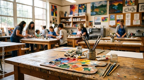 Creative Back to School Classroom Scene with Modern Learning Environment Illustration