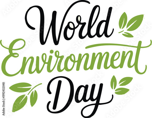 World Environment Day Typography Script Vector Illustration.