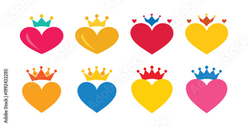 Set of scalloped and layered heart shapes in multiple colors for mother’s day, valentine’s day, love themes, wedding designs, t-shirts and logos concept
