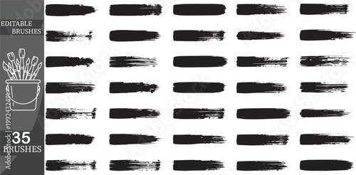Editable brushes, customizable paintbrushes, vector brush strokes, 35 artistic tools
