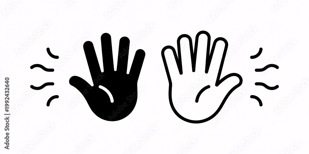 Fototapeta premium A graphic illustration of two hands waving in opposite directions with motion lines