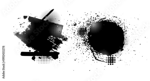 Black blot isolated on white background. Hand drawn. Not AI, vector illustration.