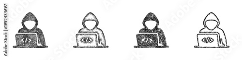 Sketch ethical hacker icon design set