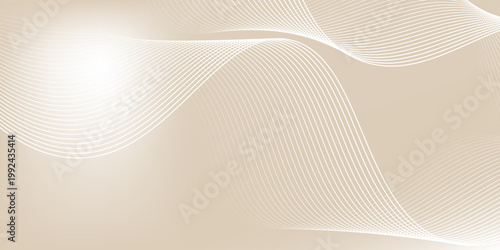 An abstract background featuring smooth, flowing beige waves and delicate, intersecting white lines creating a sense of gentle movement and modern elegance, perfect for subtle design projects