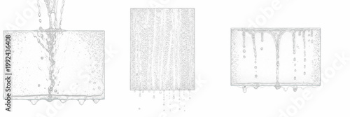 Obraz na plátně Dripping Water Glass Frame Mockup - Cadre en verre avec de l'eau qui coule - Tro