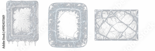 Ice Texture Glass Frame Mockup - Cadre en verre texture glace - Eis-Textur-Glasrahmen - Marco de vidrio de textura de hielo - Frozen Winter Surface Design Graphic for Seasonal Holiday Art Media