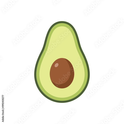 Avocado Halved with Pit, Healthy Food Illustration