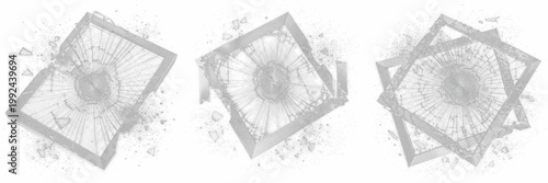 Quadro em tela Impact Crack Glass Frame Isolated on Black Background - Fissure d'impact cadre e