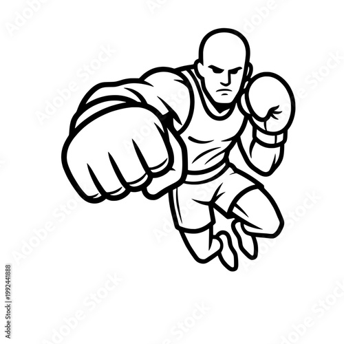 Boxer Punch Action Illustration – Powerful Fighting Athlete Sports Graphic