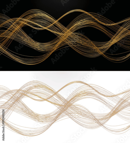 Canvastavla Abstract Gold Wavy Lines Background - Lignes ondulées dorées abstraites - Abstra