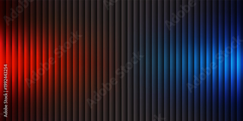 Futuristic vibrant vertical ribbed lines that distorts vivid red blue diagonal gradient. Vivid and colorful visual perfect for modern design, technology backgrounds, or creative advertising projects
