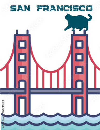 Funny cat sitting on the famous San Francisco bridge! This high-quality SVG file can be resized to any size without losing quality. Perfect for Cricut, Silhouette and all cutting machines.

