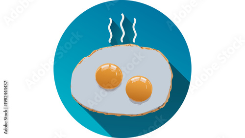Fried eggs breakfast dish with two yolks illustrated in simple flat design food concept vector