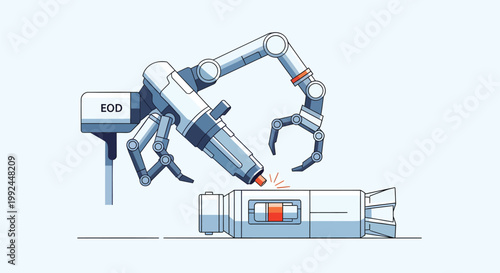 Advanced robotic arm precisely manipulates a component, symbolizing efficient automation and advanced manufacturing processes in a high-tech industrial environment