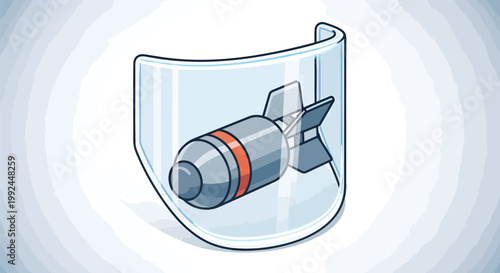 Iconographic Representation of a Bomb within a Protective Shield, Symbolizing Security or Defense