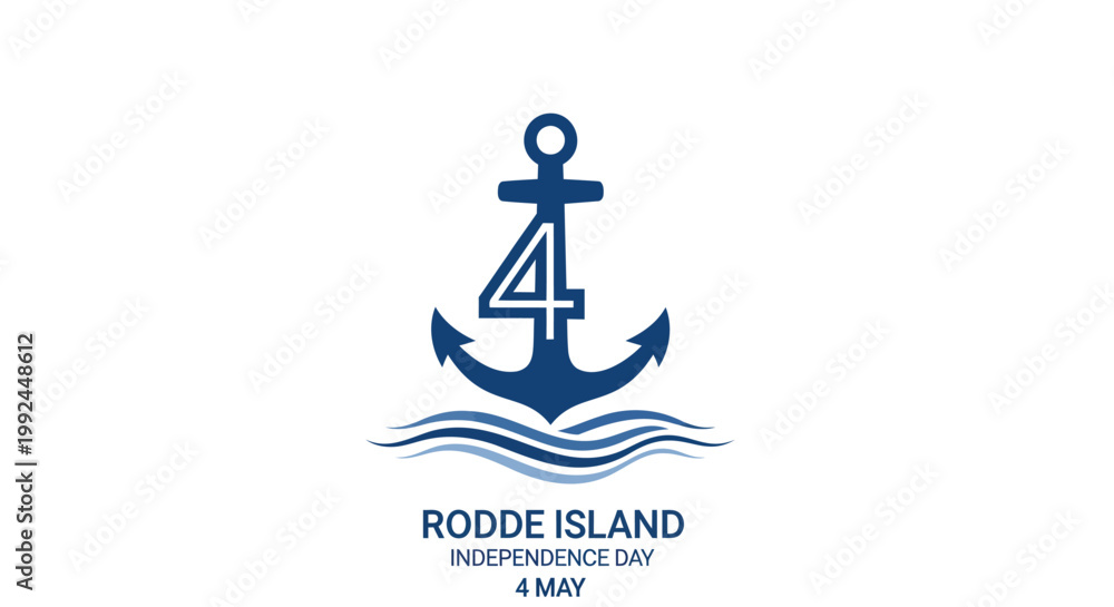 Obraz premium Rodde Island Independence Day Celebration Featuring Anchor and Waves Emblem