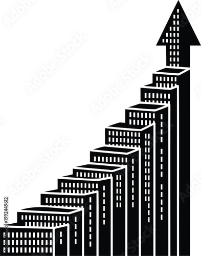 Building stair vector illustration representing business growth and success progression.
