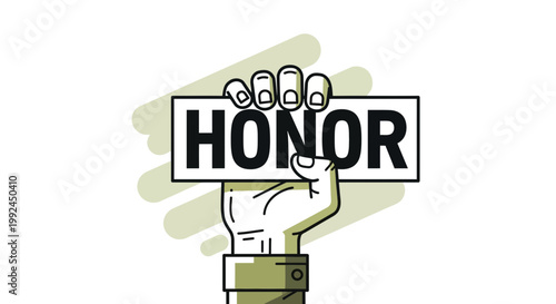 Hand Holding "HONOR" Sign - Symbol of Respect, Pride, and Achievement