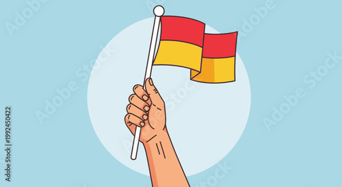 Hand Holding Indonesian Flag - Red and White Banner Waving