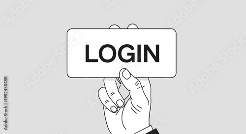 Hand Holding "LOGIN" Button - Access, Entry, Sign In Concept