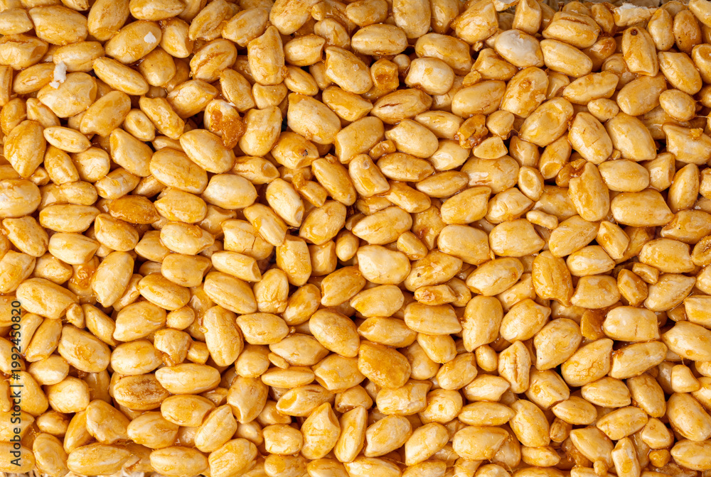Fototapeta premium Puffed rice bar pattern, sweet wheat kozinaki