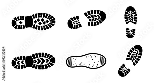 Set of various shoe sole prints