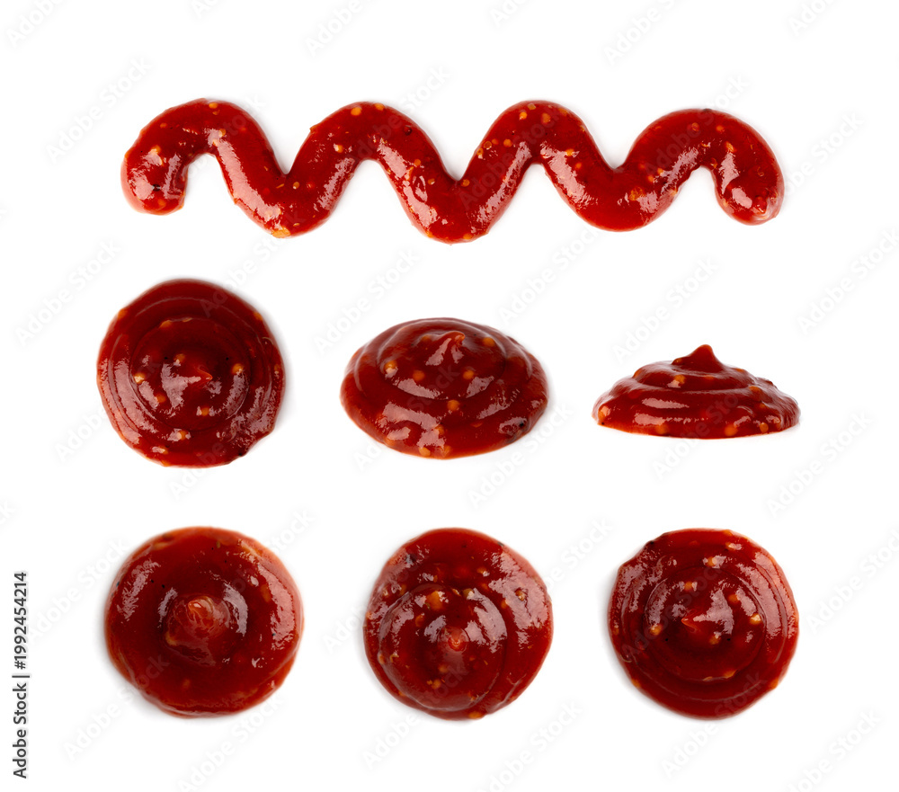 Obraz premium Bbq sauce splash isolated, barbecue ketchup stain
