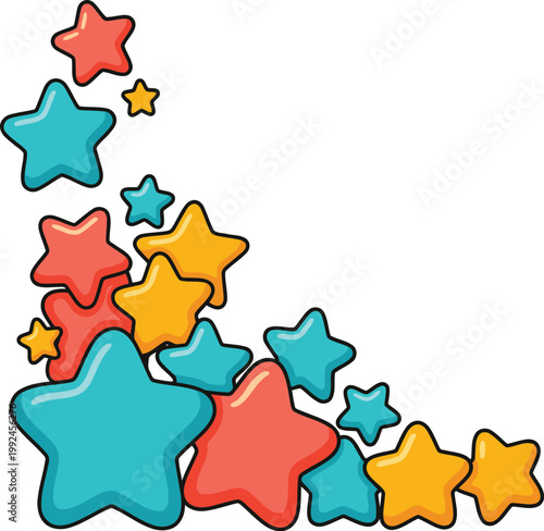 Colorful Stars Corner Border Graphic Resource