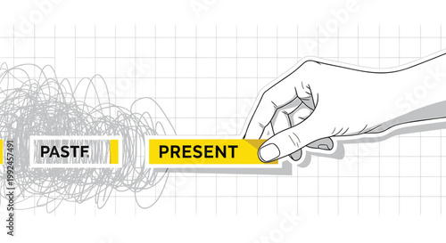 Time Concept, Hand Holding Slider, Past to Present, Timeline Vector