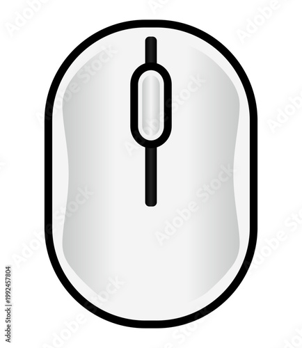 パソコンで使うマウスを黒の線と灰色のグラデーションを付けてデザインしたベクターのイラストの素材