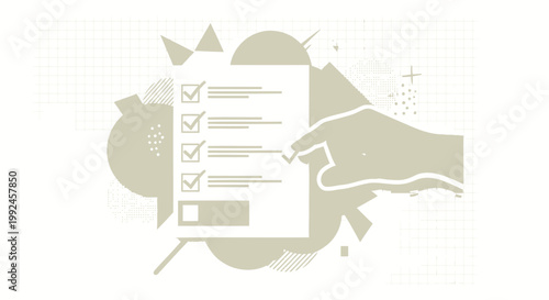 Checklist, hand, to-do list, task management, productivity vector icon