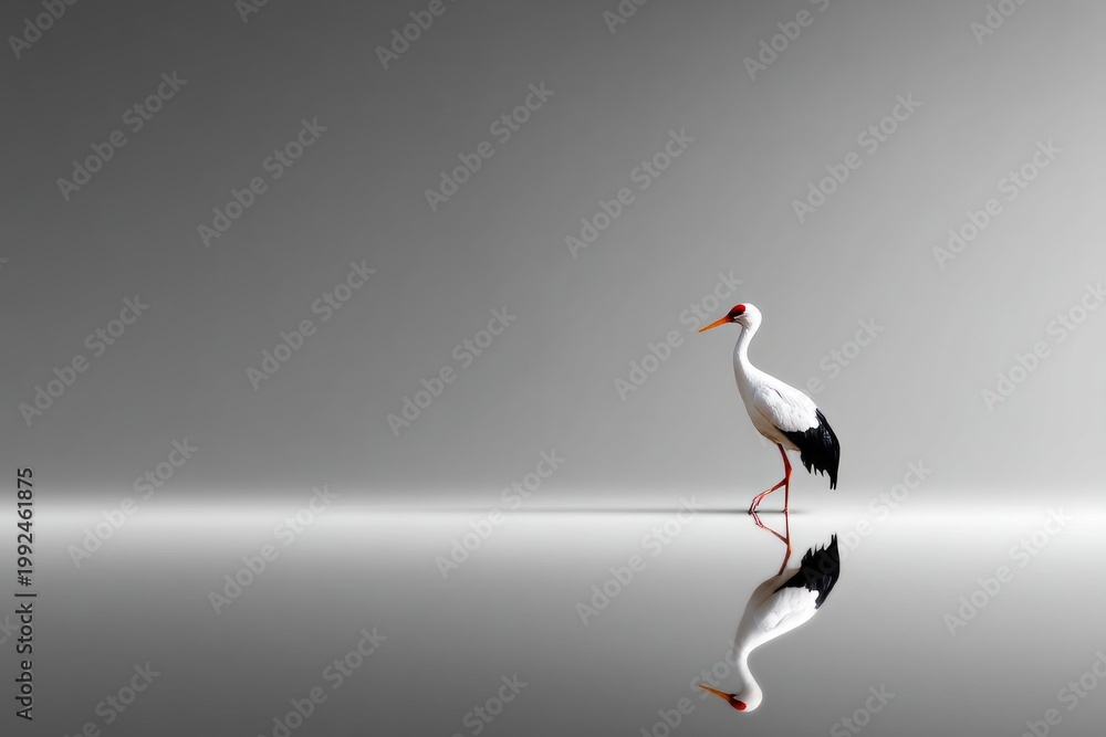 Obraz premium Minimalist Crane Scene Isolated Against Clean Gradient Background for Artistic Use