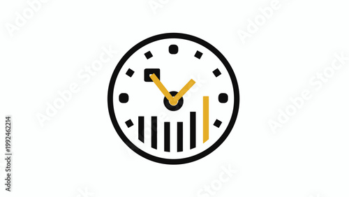 Clock with a bar chart symbolizing time management and business growth performance