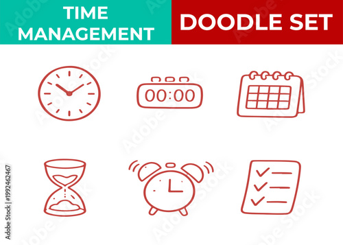 Time management doodle set
Vector doodle set on a white background