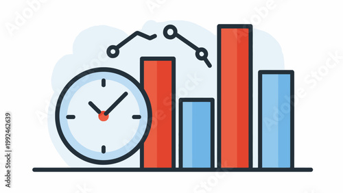 Business analytics and financial progress tracking with real-time data visualization and performance indicators illustration