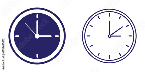 Two analog clocks displaying different times in a simple illustration