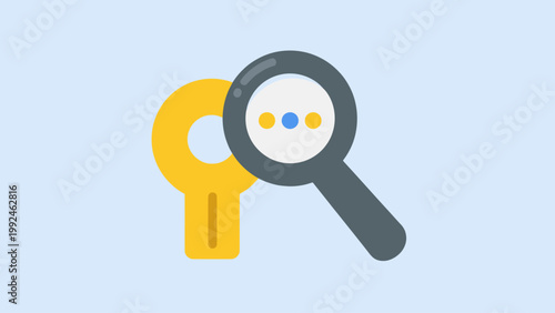 Magnifying glass and key search icon representing discovery and access